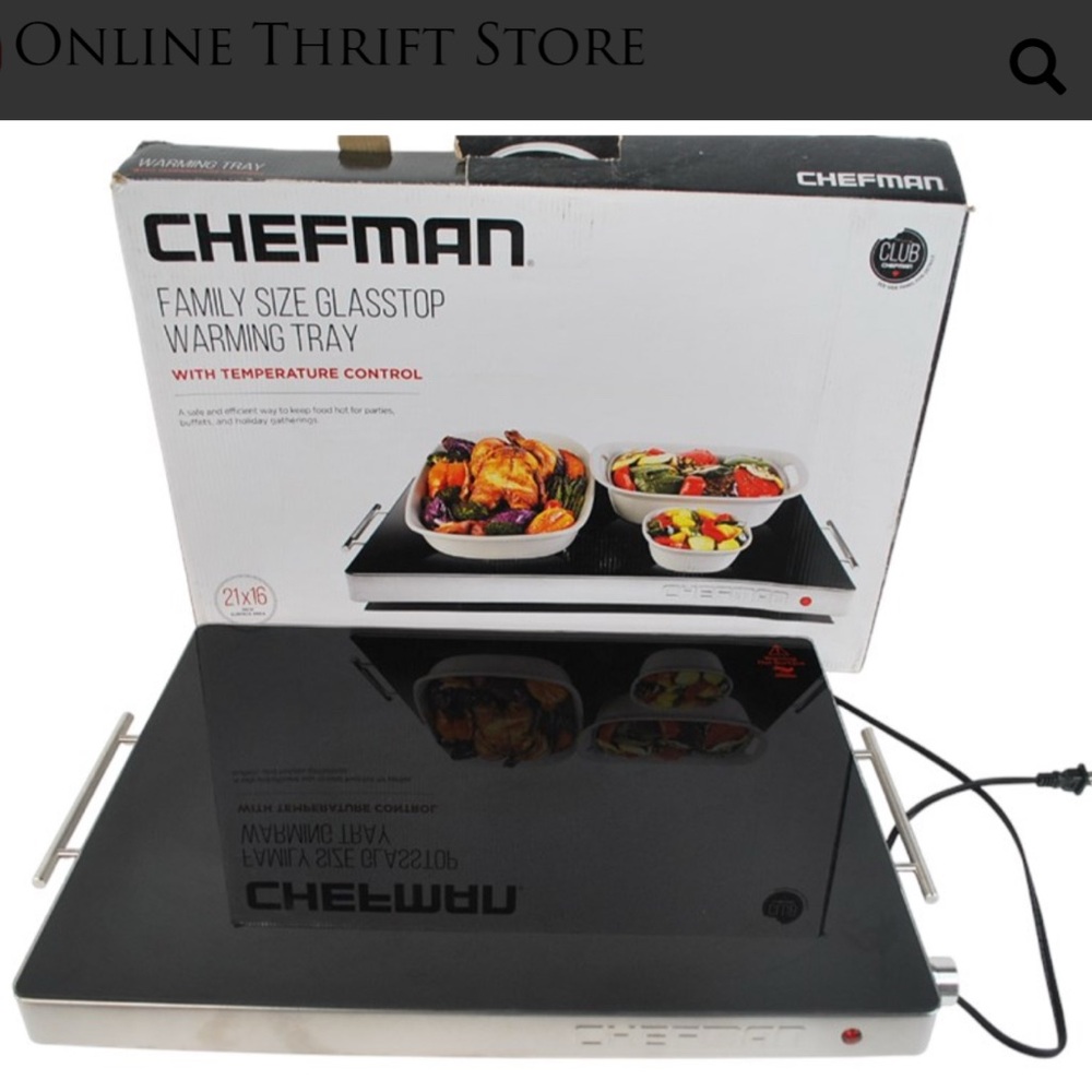 Chefman Family Size Glasstop Warming Tray (21” x 16”) 0334